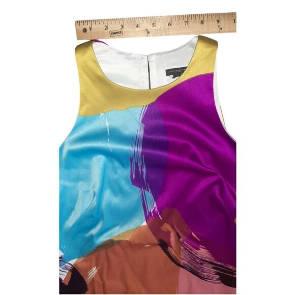 NWT ANN TAYLOR Abstract Cocktail Modern Art Mini Satin Dress Size 6 Multicolor - Picture 12 of 13